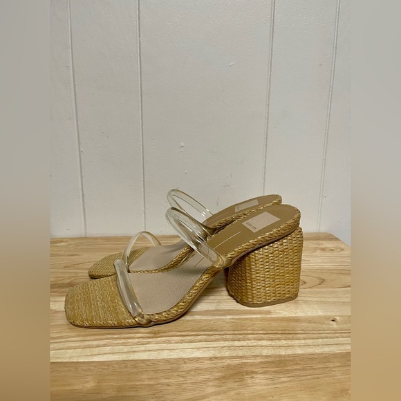 DOLCE VITA BLOCK HEEL SANDAL STELLA IN CRYSTAL VINYLE SIZE 9 - Picture 5 of 8